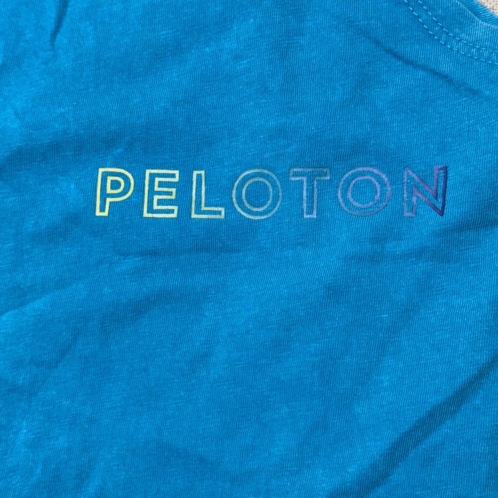 Peloton Womens Blue Sleeveless Activewear Tank Top Logo Size S - Picture 2 of 6